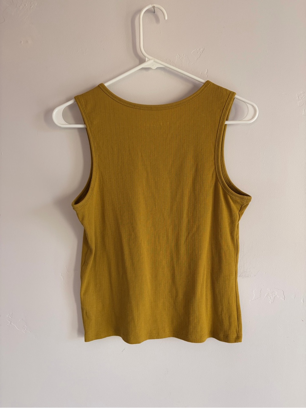 Everlane Ribbed Button-Front Tank Top - Mustard Yellow - Picture 3 of 4